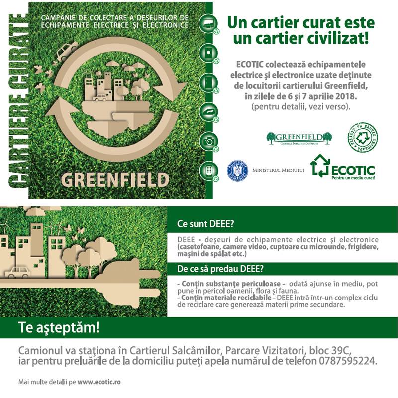 Campanie de colectare DEEE organizată împreună cu ECOTIC în cartierul Greenfield 2018